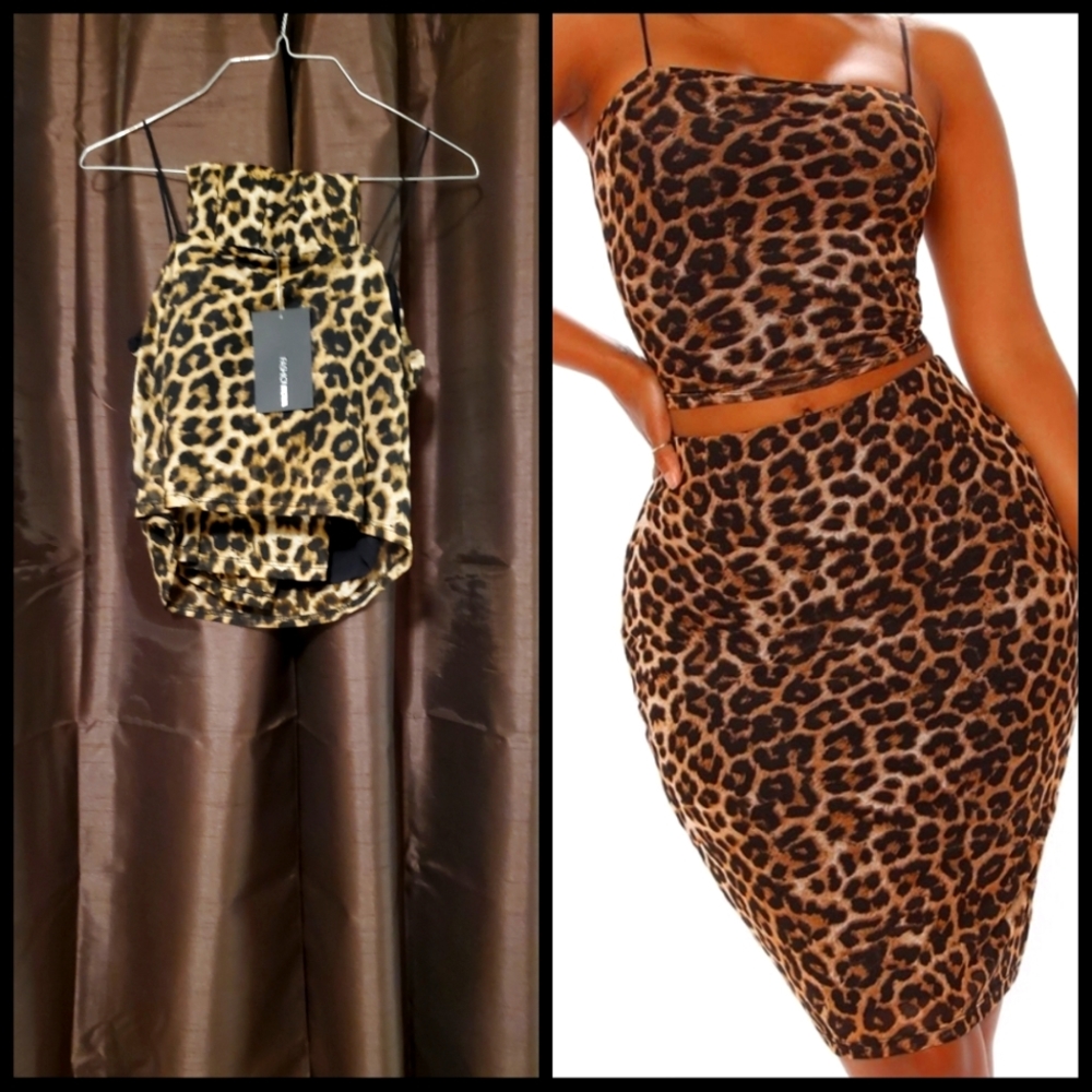On the Prowl Leopard Midi Skirt Set